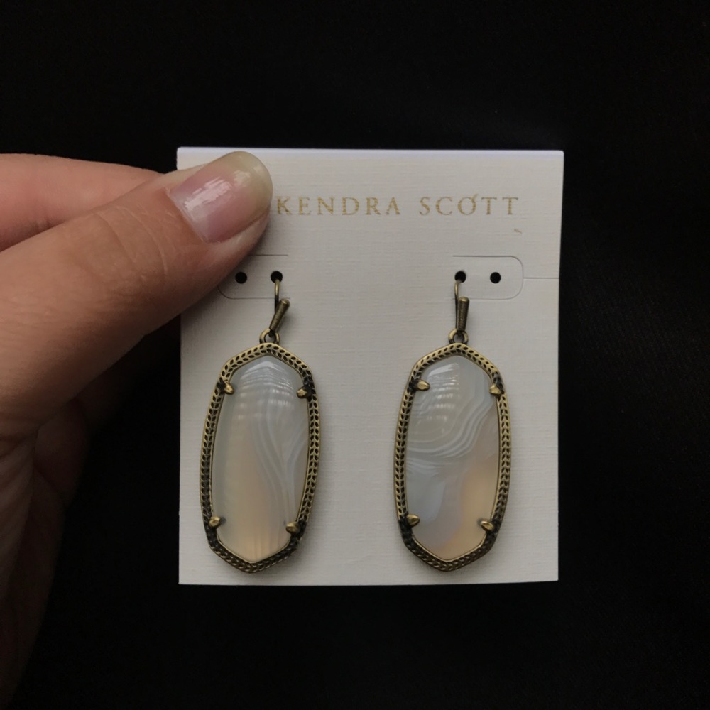 Kendra Scott White Banded Agate Elle Earrings